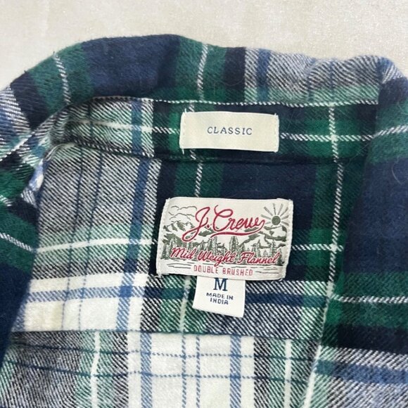 J. Crew men's shirt M green plaid classic fit flannel button down 100% cotton - Picture 3 of 7